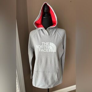 The North Face Women’s Half Dome Pullover Light Heather Gray Orange Hoodie